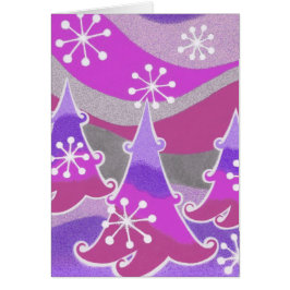 Cartão Placa de saudações roxas das árvores de inverno ve