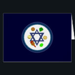 Cartão Placa de Seder<br><div class="desc">Placa do seder do Passover enchida com os símbolos judaicos tradicionais nos cartões,  nos selos,  nas etiquetas,  nos presentes do bebê e na decoração home caracterizando a estrela de David judaica.</div>
