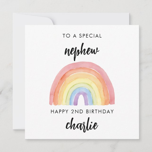 Cartão Placa de segundo aniversário para sobrinho (Frente)