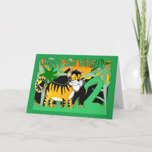 Cartão Placa de segundo aniversário - Tigre
