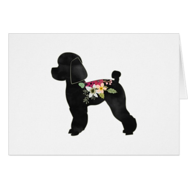 Cartão Placa de Silhueta Floral de Boho Breed Toy Poodle (Frente Horizontal)