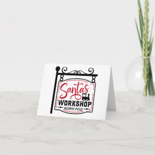 Cartão Placa de Sinalização de Workshop para papais noeis