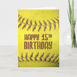 Cartão Placa de Softball de 15 Birthday