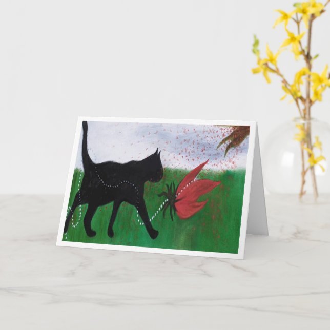 Cartão Placa de Trabalho de arte de Gatinho de  de viagem (Flor Amarela)