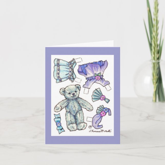 Cartão Placa de Ursinho de Boneca de Papel Birthday (Frente)