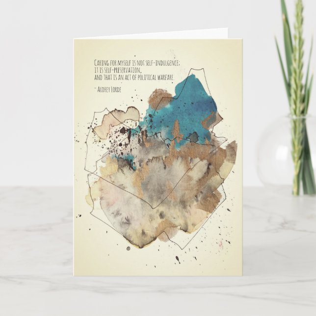 Cartão Placa de Vazio Audre Lorde Self-Care (Frente)