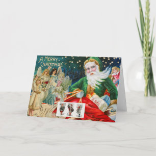 CARTÃO PLACA DE VAZIO DE COLLAGEM DE IMAGEM DE NATAL RETR