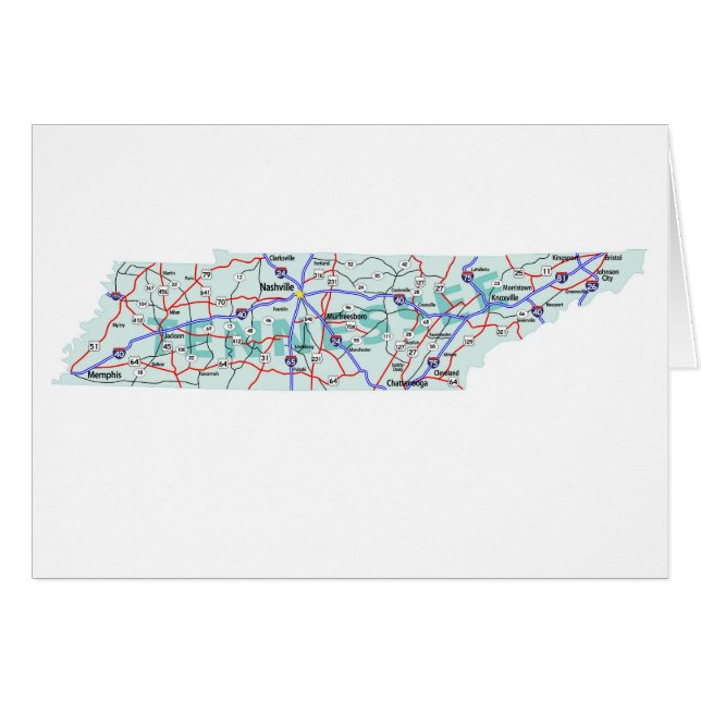 Cartão Placa de Vazio do Mapa do Tennessee (Frente Horizontal)