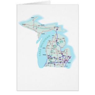 Cartão Placa de Vazio do Mapa Michigan
