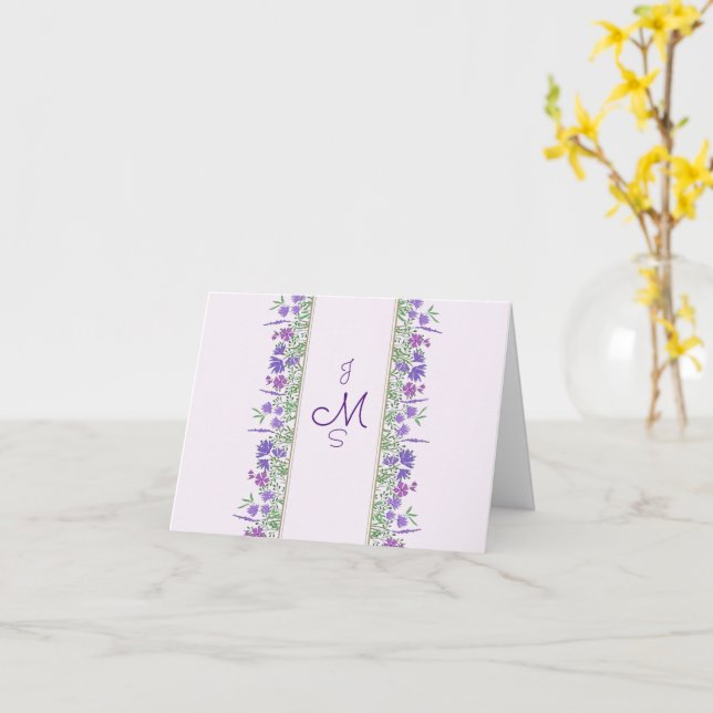 Cartão Placa de Vazio Dobrada Floral Roxa Iniciada (Flor Amarela)