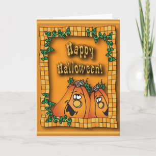 Cartão Placa de Vazio Feliz Halloween Pumpkins