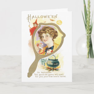 Cartão Placa de Vintagem do Espelho com Boa Sorte