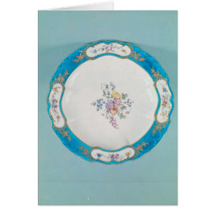 Cartão Placa decorada com um teste padrão floral, Sevres