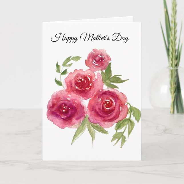 Cartão Placa Dia de as mães Rosa vermelha (Frente)