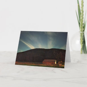 Cartão Placa dobrada de 7"x5" Red Barn Moonrise 2