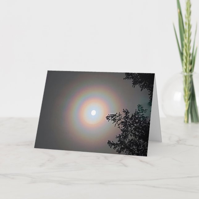 Cartão Placa dobrada de 7"x5" | Winter Moon Halo (Frente)