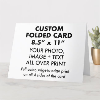 Cartão Placa dobrada personalizada grande de 8,5" x 11"