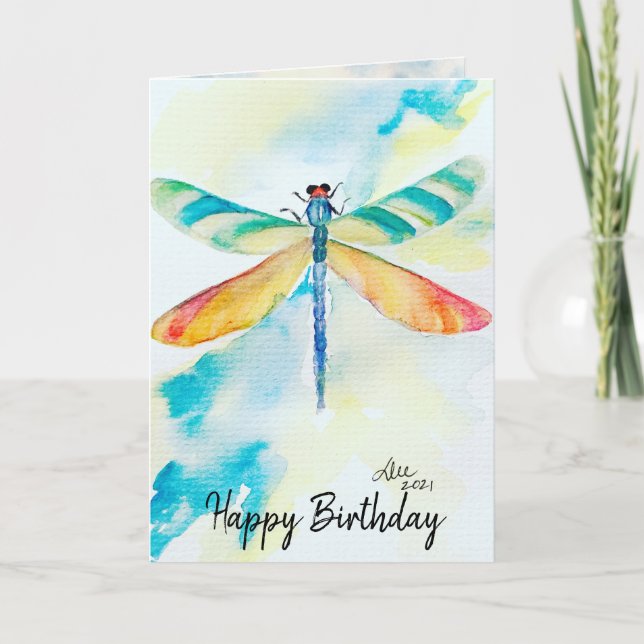 Cartão Placa Dragonfly Birthday (Frente)