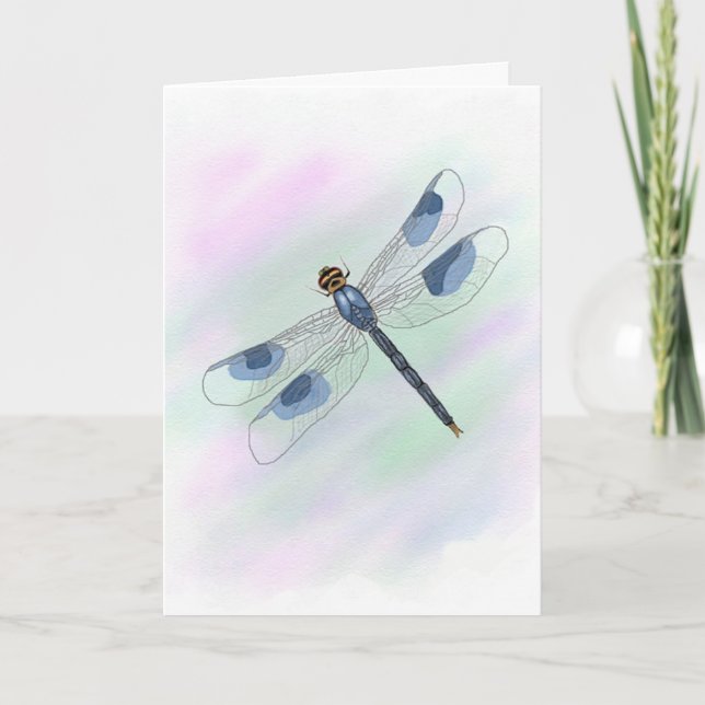 Cartão Placa Dragonfly (Grande Impressão) de Aquarela (Frente)