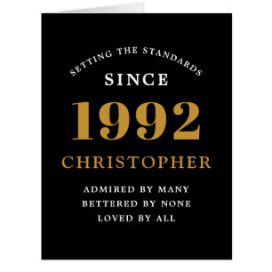 Cartão Placa Elegante Dourada Preta do Nome do aniversári