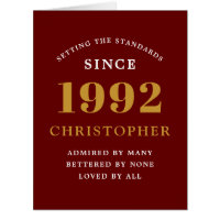 Placa Elegante Dourada Vermelha 1992 com Nome do a