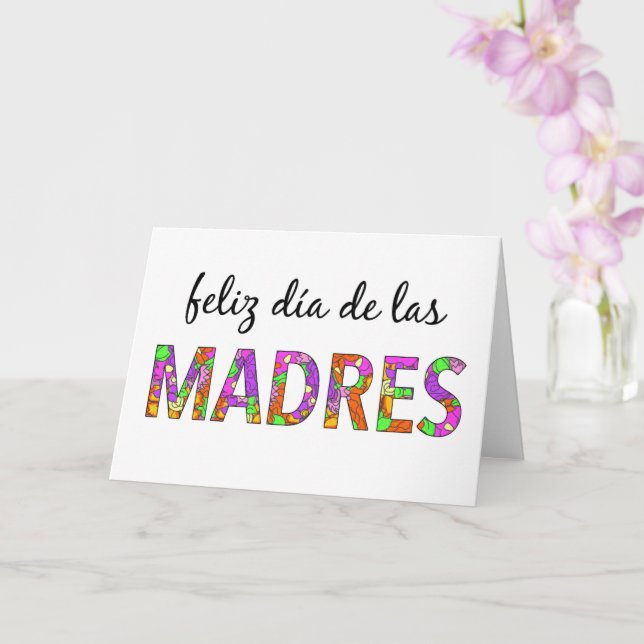 Cartão Placa espanhola para Dia de as mães feliz (Orquídea)