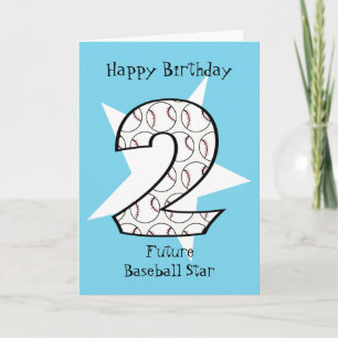 Cartão Placa Estrela Azul Baseball segundo aniversário