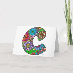 Cartão Placa Floral - Carta C - do trabalho artístico ori