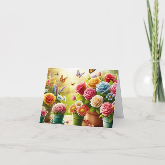 Cartão Placa Floral Dobrada de Blooms Encantada (Frente)