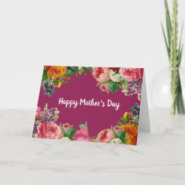 Cartão Placa Floral Rose Bouquet do Dia de as mães Feliz