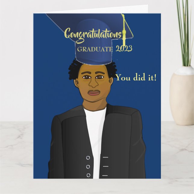 Cartão Placa Formando de Formando negro afro-americano (Frente)