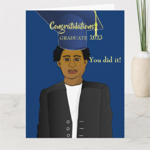 Cartão Placa Formando de Formando negro afro-americano