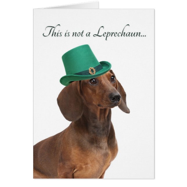 Cartão Placa Funny Dachshund Leprechaun (Frente)