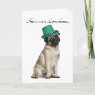 Cartão Placa Funny Pug Leprechaun