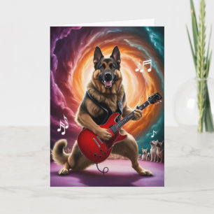 Cartão Placa German shepherd Rock Star