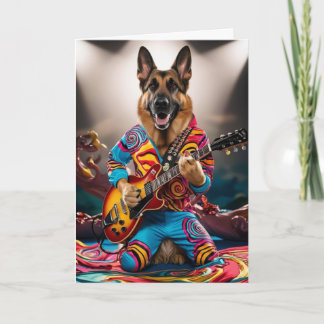 Cartão Placa German shepherd Rock Star