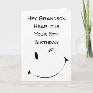 Cartão ***Placa GRANDSON*** DE ANIVERSÁRIO PARA 5