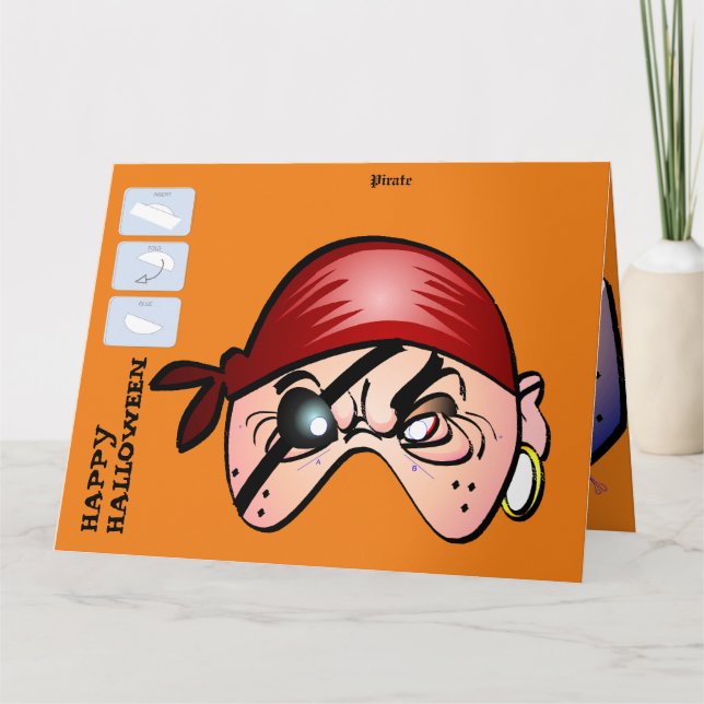 Cartão Placa Halloween XL de Máscara de Papel DIY Monster (Frente)