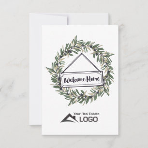 Cartão Placa imobiliária personalizada do Home Wreath de