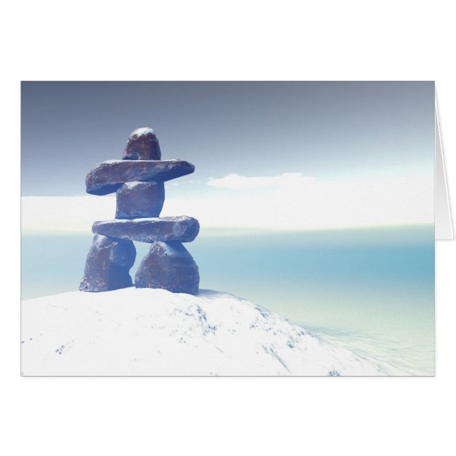 Cartão Placa Inukshuk de inverno (Frente Horizontal)