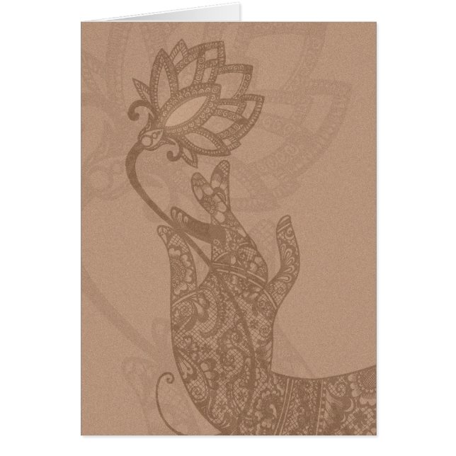 Cartão Placa Lotus Mudra Mehndi (vazio para qualquer ocas (Frente)