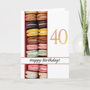 Cartão Placa Macaron aniversário de 40 anos