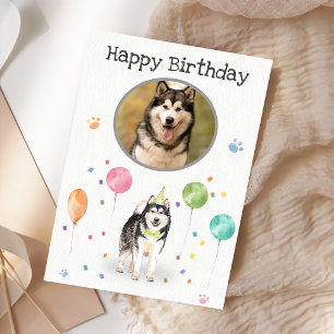 Cartão Placa Malamute do festa de aniversário