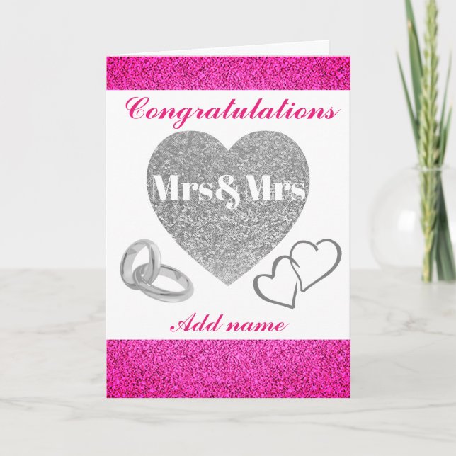 Cartão Placa mrs e mrs de parabéns bonito personalizados (Frente)