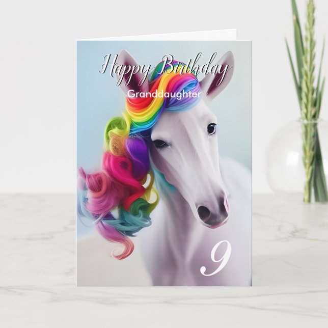 Cartão Placa neta Rainbow Unicorn Happy Birth (Frente)