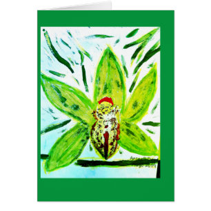 Cartão Placa Orquídea de Cymbidium Verde