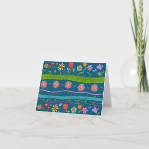 Cartão Placa para Desktop Floral com Faixa de Onda (dentr
