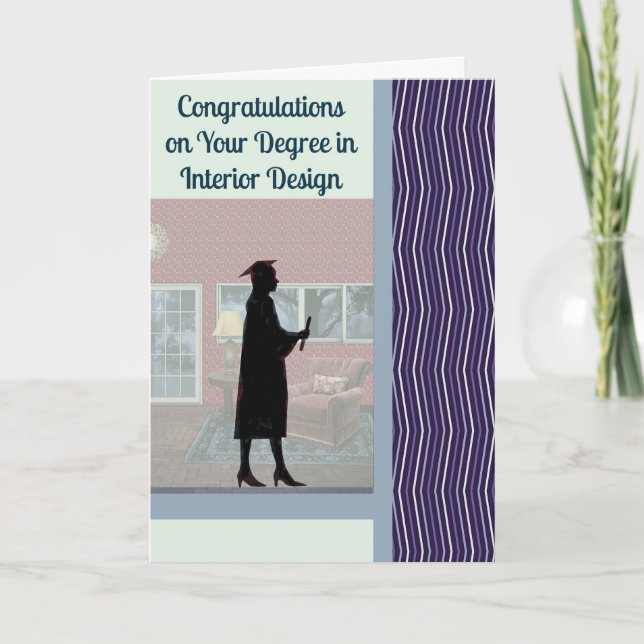 Cartão Placa para graduação em design interior para mulhe (Frente)