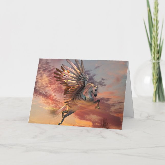 Cartão Placa Pegasus Sunset de 5" x 7" Std com envelope h (Frente)