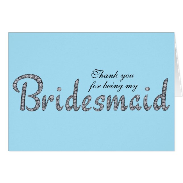Cartão Placa personalizada de bling de Bridesmaid (Frente Horizontal)